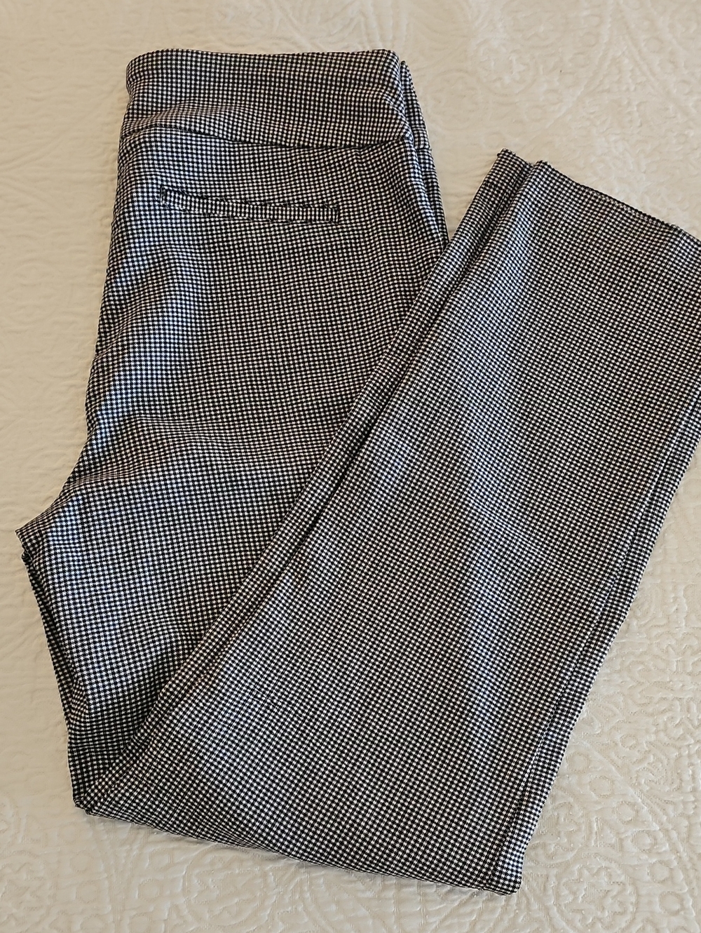 Hilary Radley Black and White Micro-Check Women's Pants